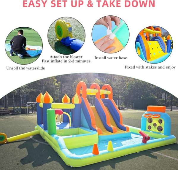 Backyard Inflatable Water Slide & Bounce House – 680W Blower Included - Image 4