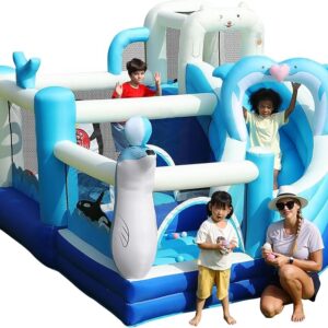 Inflatable Ocean Bounce House with Slide & Ball Pit