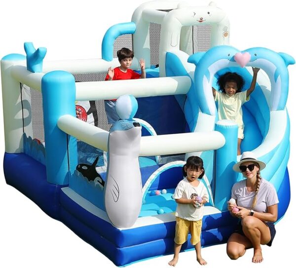 Inflatable Ocean Bounce House with Slide & Ball Pit