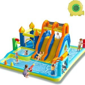 Backyard Inflatable Water Slide & Bounce House – 680W Blower Included