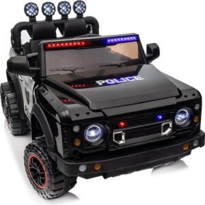 TOBBI Kids' Electric Police Car – Carbon Black