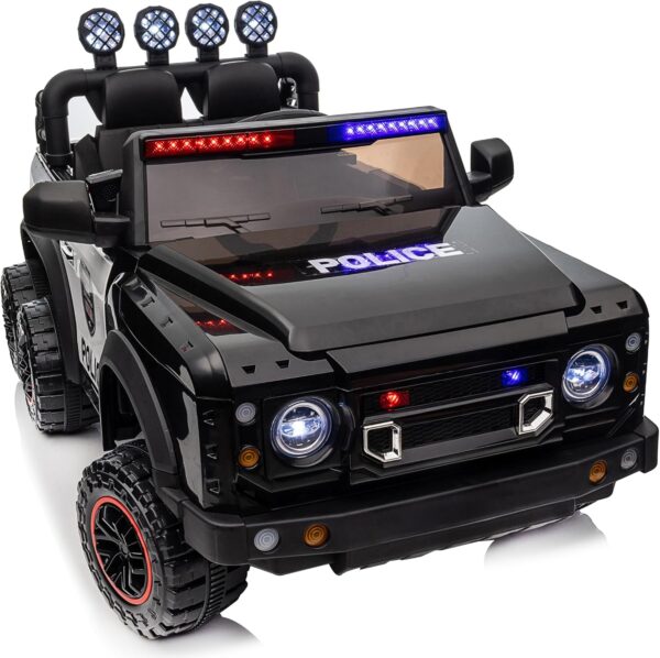 TOBBI Kids' Electric Police Car – Carbon Black